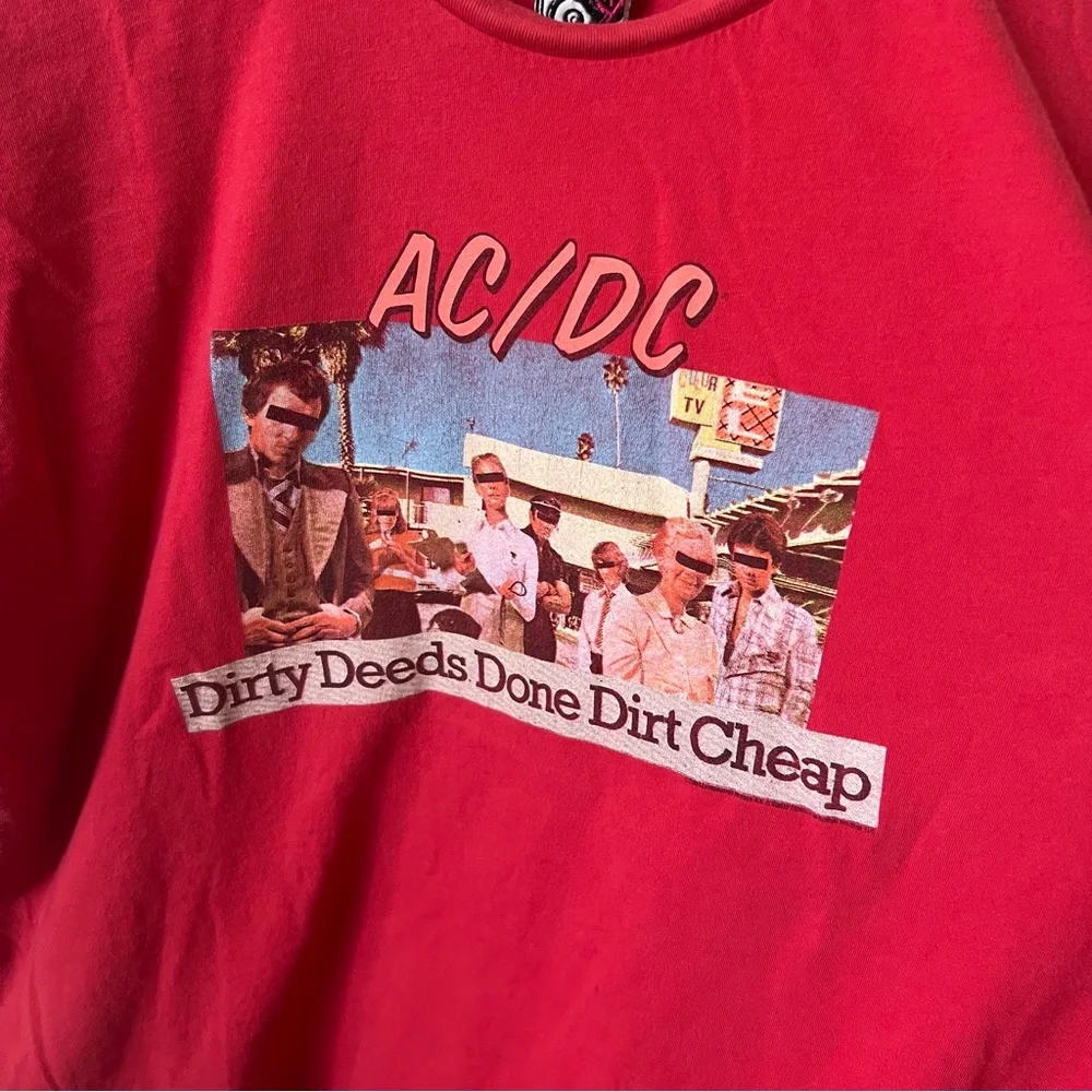 CHASER Vintage Y2K AC/DC Dirty Deeds Graphic T-Shirt Mens Large Made in USA Red